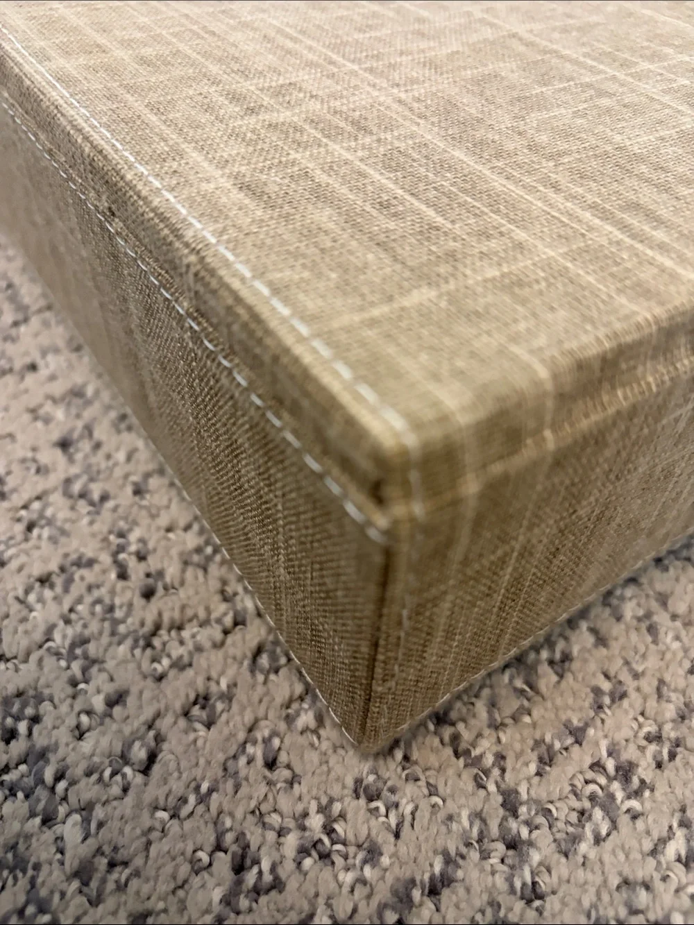 Beige Jewelry Organizer Box with Ring Rolls and Compartments